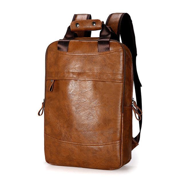 Men's leather business simple Backpack