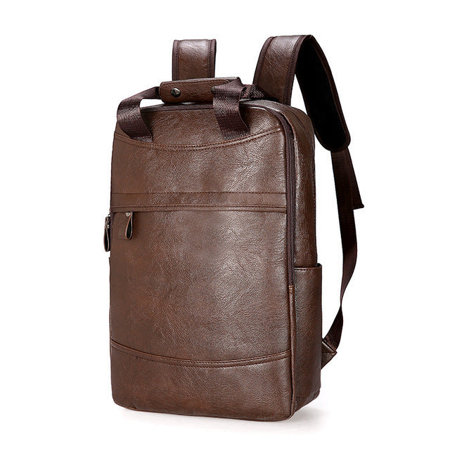 Men's leather business simple Backpack