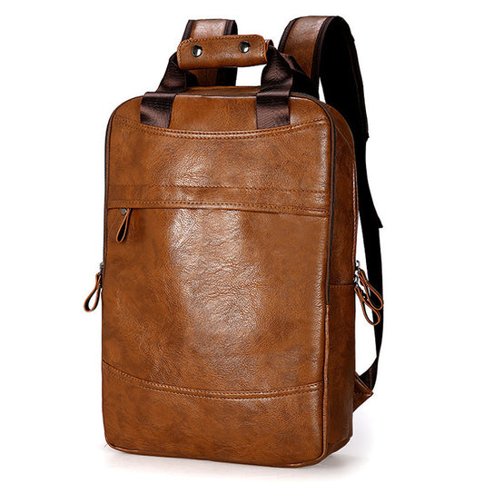 Men's leather business simple Backpack